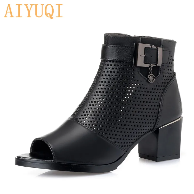 

AIYUQI High heel sandals women 2019 genuine leather sandals women latest large size girls high platform heel sandals shoes