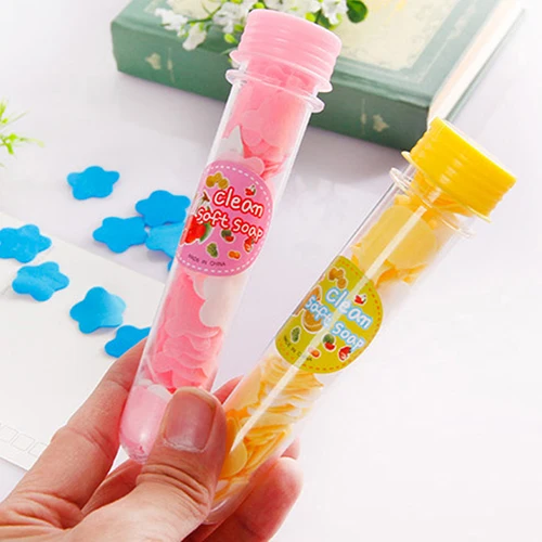 Outdoor Body Washing paper soap BathTest Tube Confetti Foaming Flower Paper Soap Slice Case Travel Cleaning Box paper soap sheet