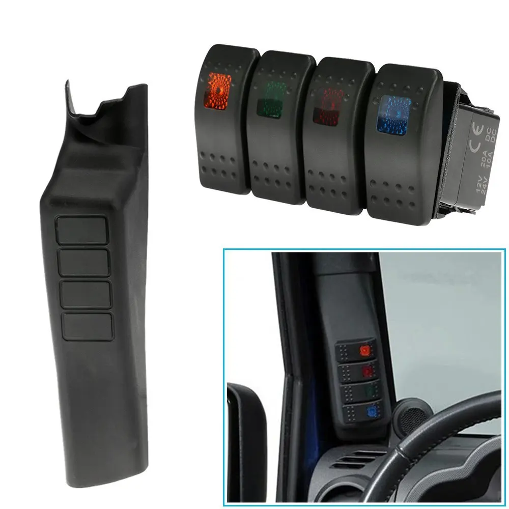 

Car Accessories For Jeep Wrangler JK 07-16 Switch Pod Panel Left Hand A-Pillar Pod 4 Rocker Switch