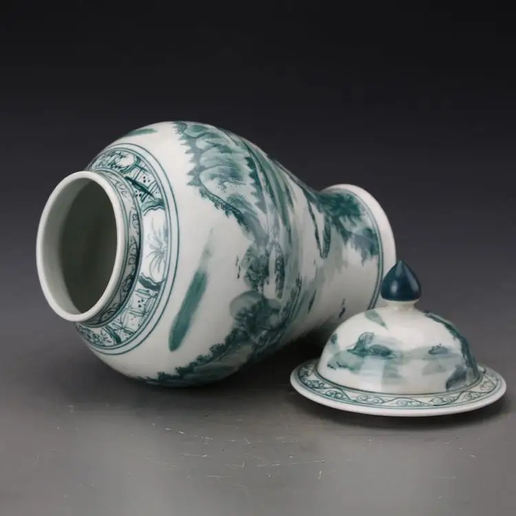 Jingdezhen Hand Painted Antique hand-made Blue And White Landscape Collection Of temple jar Collection Antique Porcelain jar (2)