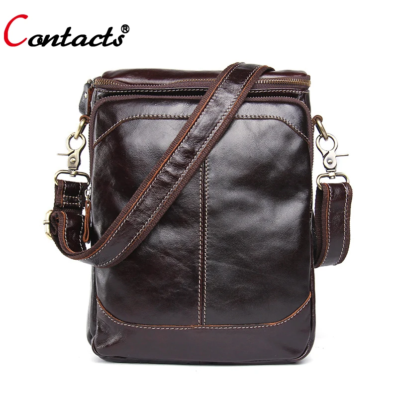 CONTACT'S men bags genuine leather messenger bags high quality men
