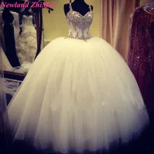 sexy ball gown wedding dress with straps crystals beading vintage sweetheart tulle bridal gowns fashionable vestido novia