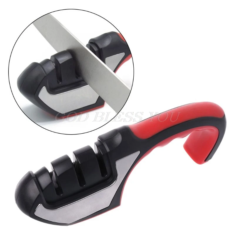 Бытовая точилка для ножей, быстрая точилка, профессиональная, 3 ступени, ручная шлифовальная машина, твердосплавная керамическая заточка, камень, не скользит