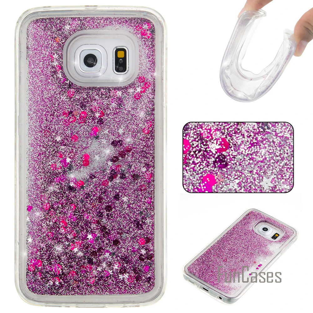 Жидкий Блестящий песок чехол для coque samsung S6 S7 Edge 5 1 дюймов Galaxy Чехол зыбучие