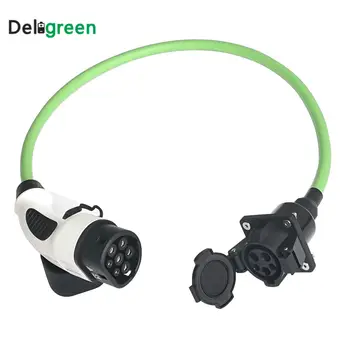 

SAE J1772 32A Type 1 To Type 2 Single Phase Electric Car EV Charger EV charging Adapter Charging Plug 0.5m extending cable