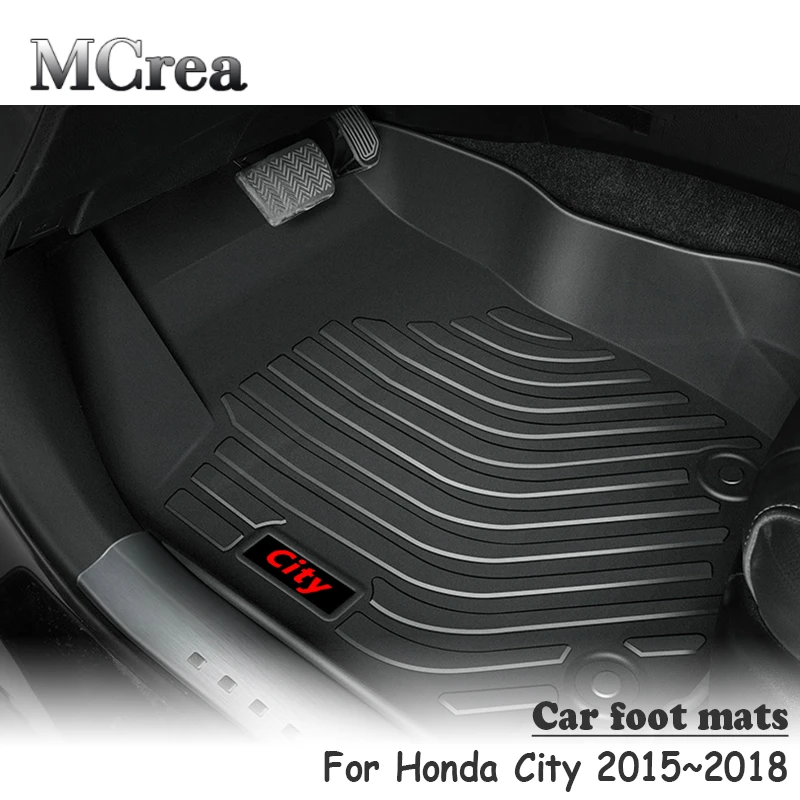 

Mcrea Car Styling 3D Luxury TPE Floor Foot Mats For Honda City 2015 2016 2017 2018 Accessories Auto Car Carpet Anti Slip Pads