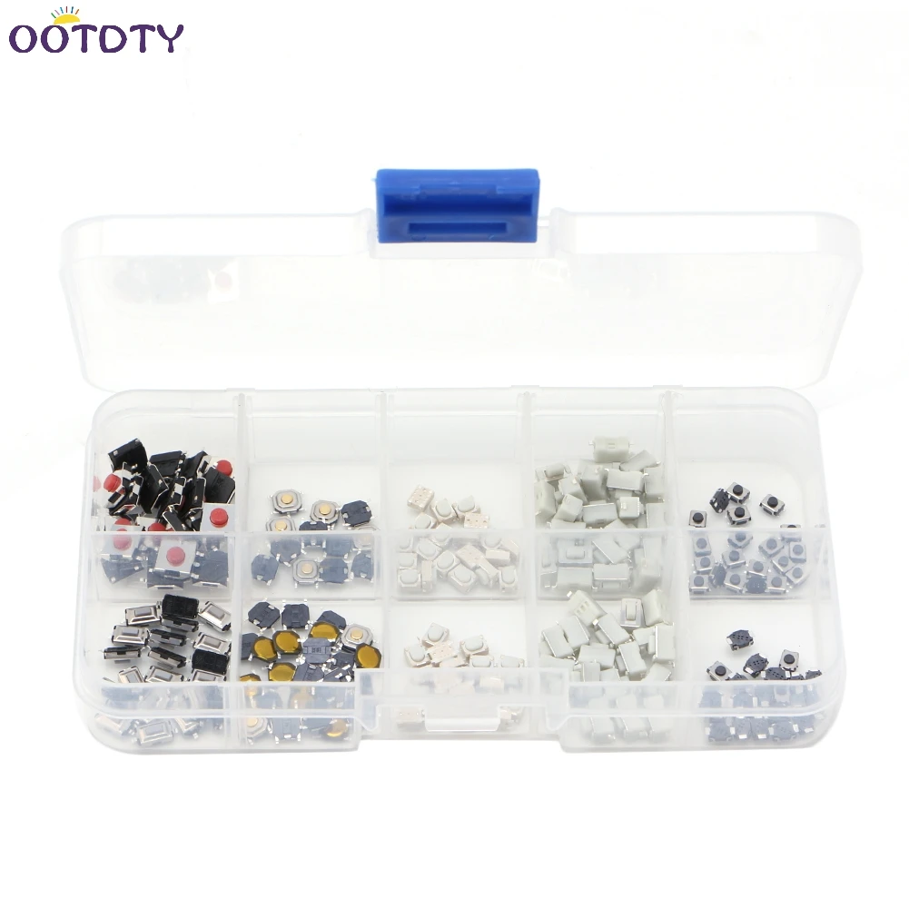 

250 Pcs 10 Models Tactile Button Switch Micro Button Switches Remote Control