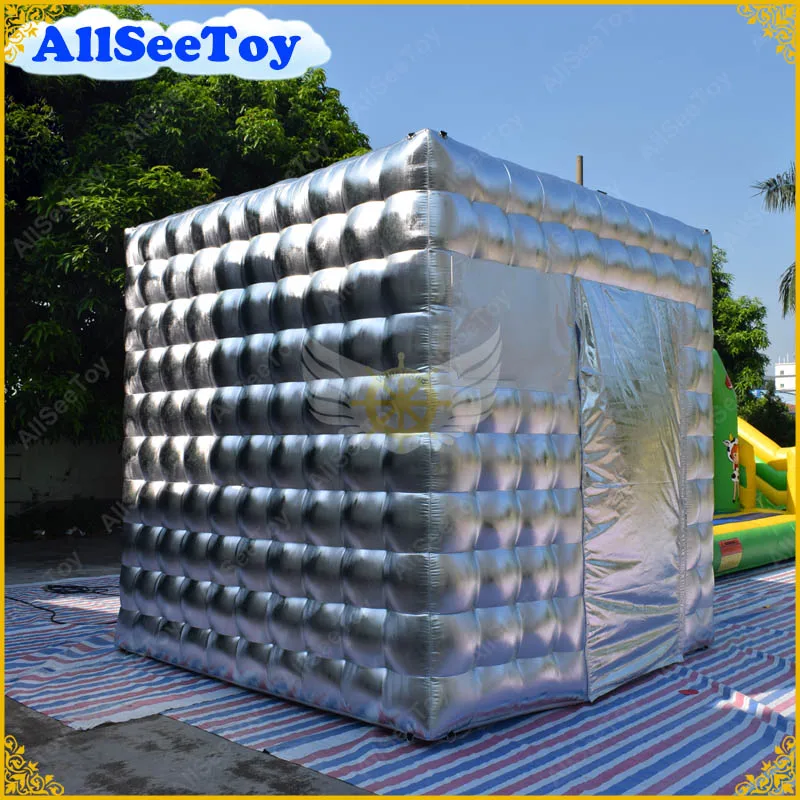 

3x3x3m Silver Inflatable Photo Booth with Led Lights,Inflatable Photo Tent with Free Air Blower,Good Quality