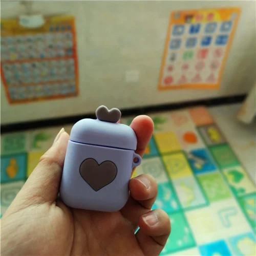 3D мультяшный милый мягкий силиконовый чехол для Apple Airpods чехол для гарнитура для Airpods Box Air Pods чехол Аксессуары для наушников - Цвет: Purple Love
