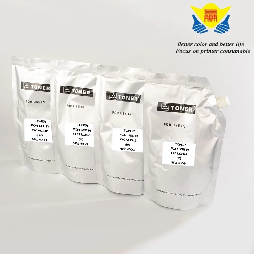 

JIANYINGCHEN compatible for OKI C301 MC342 (4bags/lot) 400G per bag Color refill Toner powder