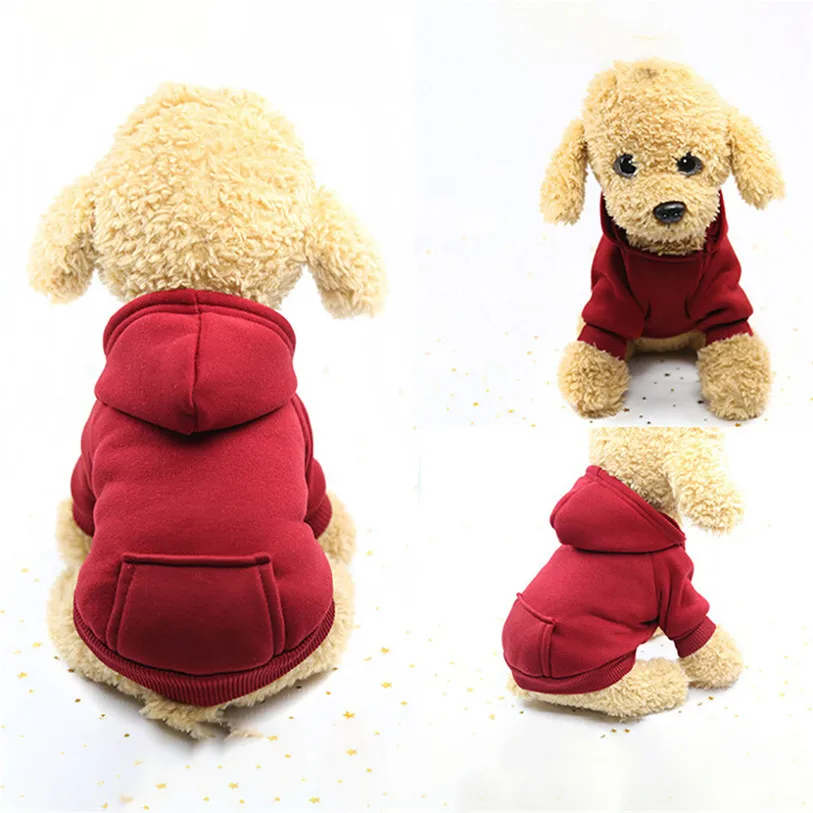 Winter Dog Coats Cotton Fleece Soft Wear Jackets With Cap And Pocket Chihuahua Pets Coats Clothes Solid Pets Supplies #F#40NV2 (16)