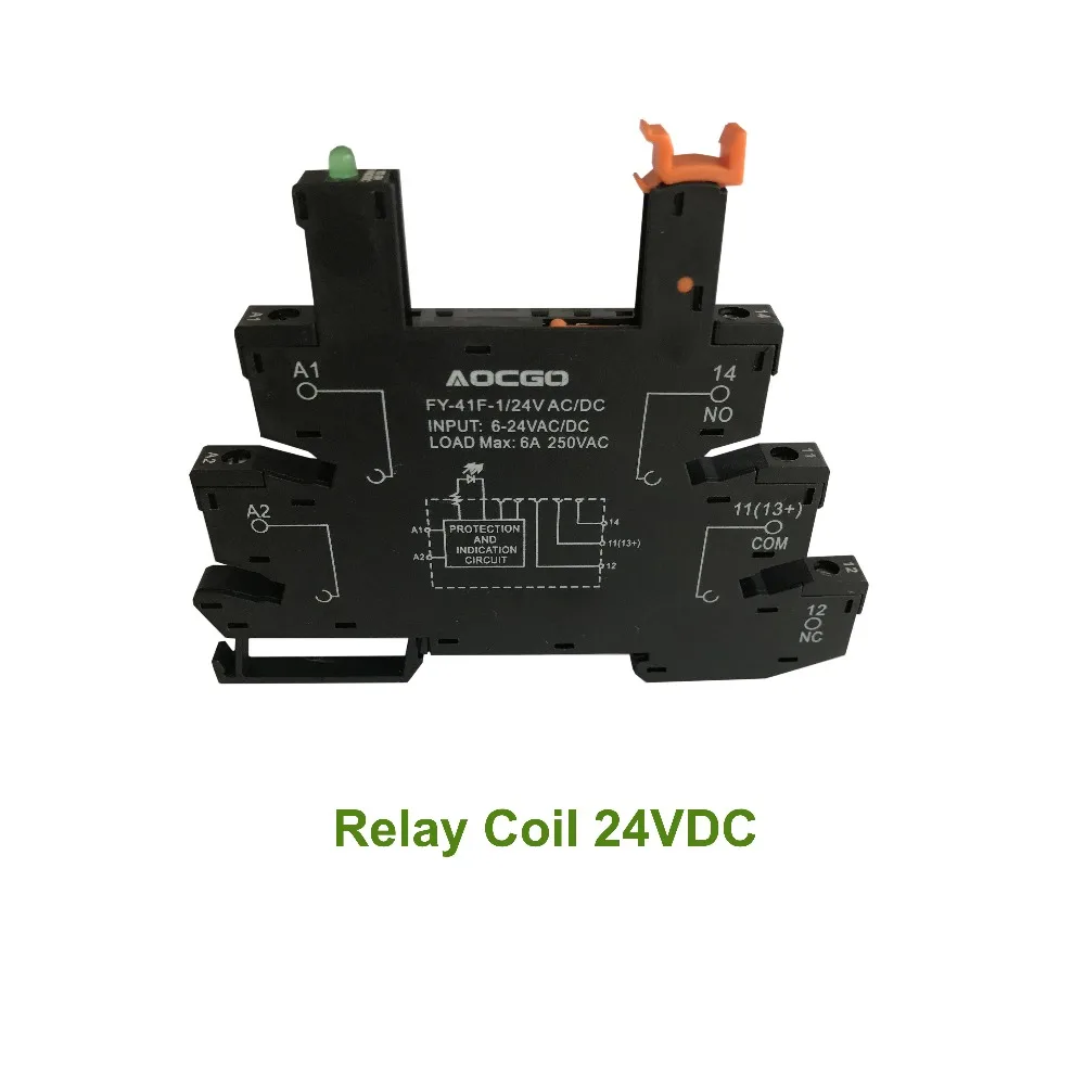 Тонкое реле на винтовой розетке со светодиодной и защитной схемой 24VDC/AC|slim relay|relay