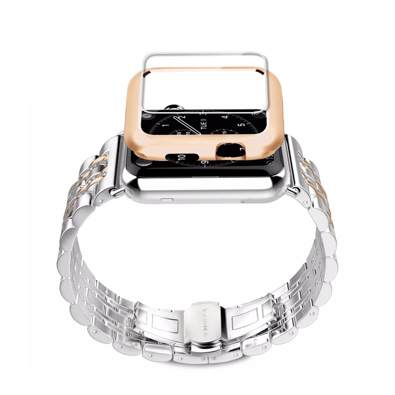 case+Strap For Apple Watch band 42mm 38mm apple watch 4 3 5 iwatch band correa Stainless Steel pulseira Butterfly watchband