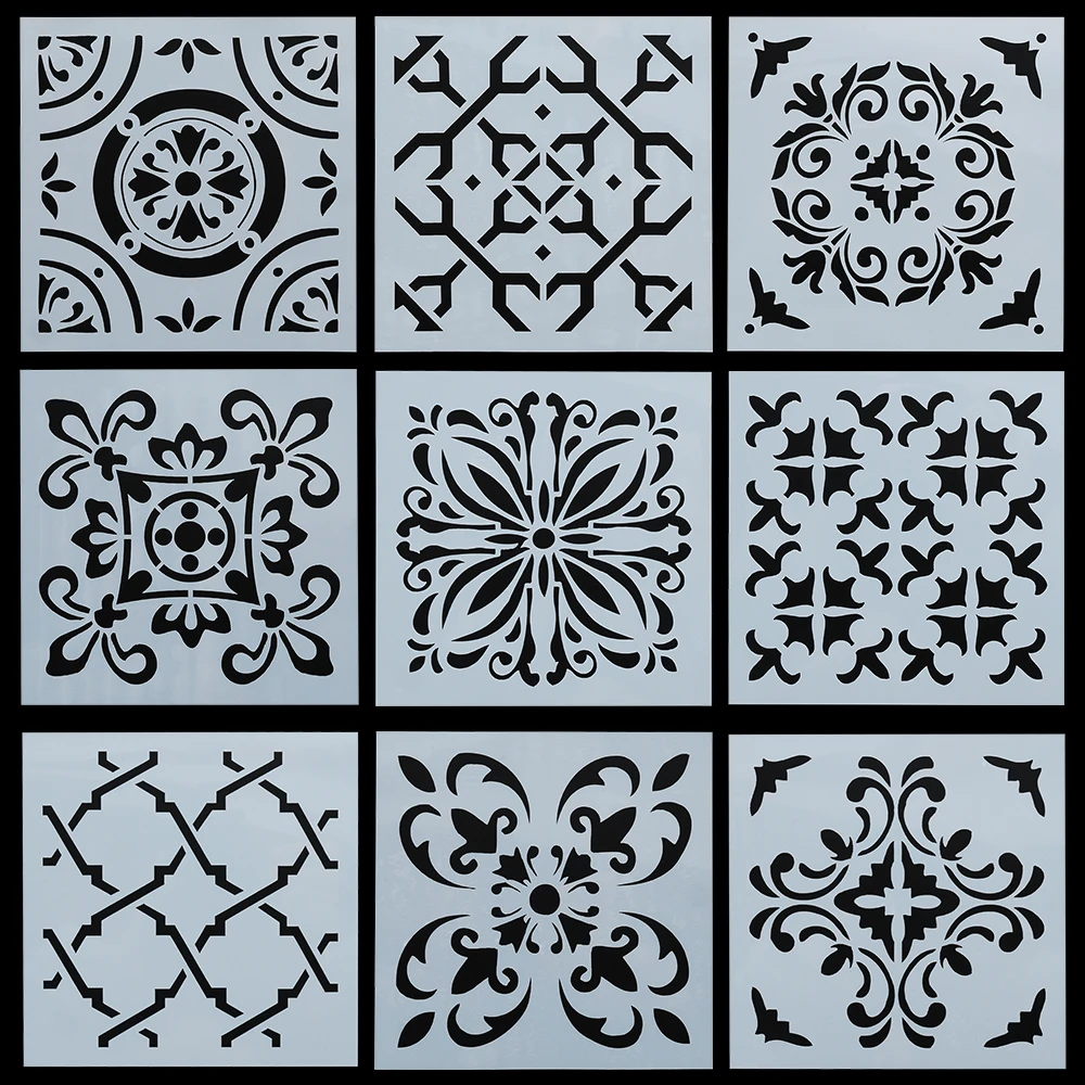 

9pcs/set Flower pattern Layering Stencils For Walls Painting Scrapbooking Stamp Album Decor Embossing Paper Card Template