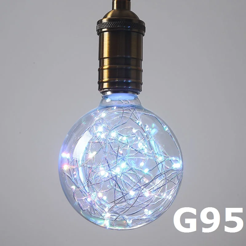 3D Светодиодная лампа Эдисона, ретро красочная E27 AC110V 220V для дома фестиваль Стекло лампада теплый белый рождественские украшения rgb арт светильник лампочка - Цвет: SLB-G95-RGB