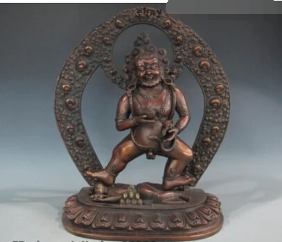 

Tibet Buddhist Monastery Pure Bronze Black Jambhala Wealth God Buddha Statue