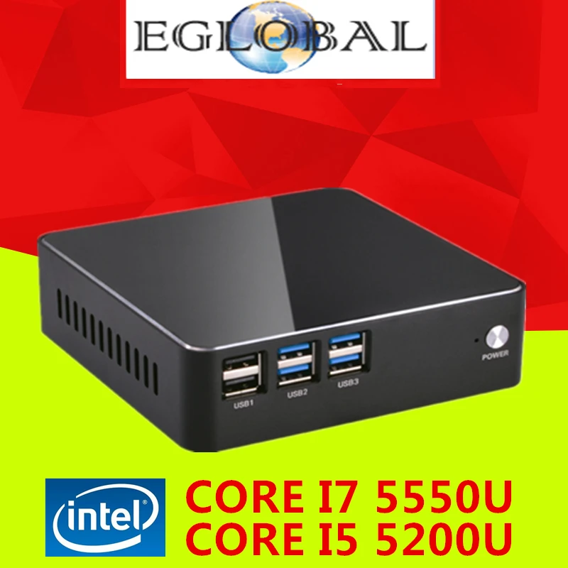 Eglobal Intel Core i7 5500U i5 5200U i3 5005U Broadwell мини ПК Linux микро компьютер Win10 HTPC tv Box 300M Wifi VGA HDMI