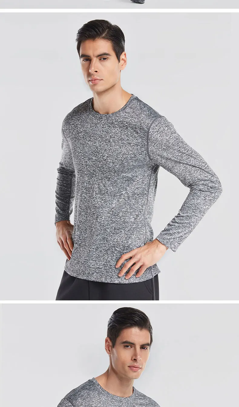 VANSYDICAL Running T-shirt Men Quick Dry Running Long Sleeve Shirt for Jogging Fitness Gym Training Tops Cycling Jersey kelme XL 27