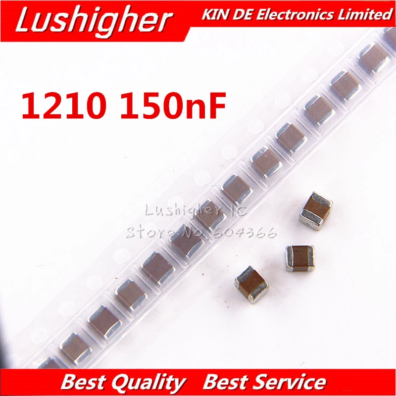 50 шт. 1210 150nF 154K 0 15 мкФ 250V X7R 10% SMD многослойный керамический конденсатор Керамика с