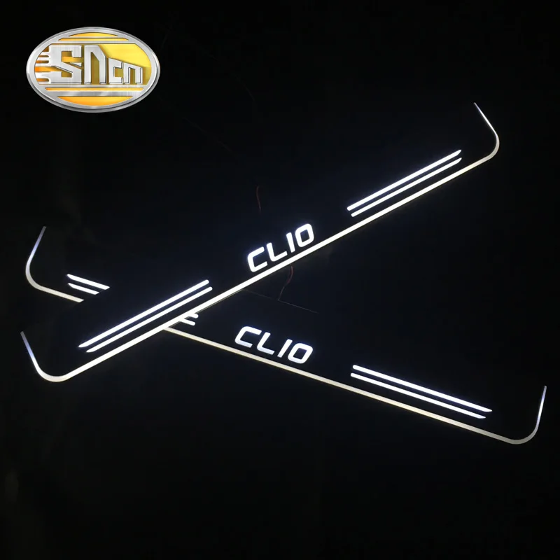 

SNCN 4PCS Acrylic Moving LED Welcome Pedal Car Scuff Plate Pedal Door Sill Pathway Light For Renault Clio 3 III 4 IV