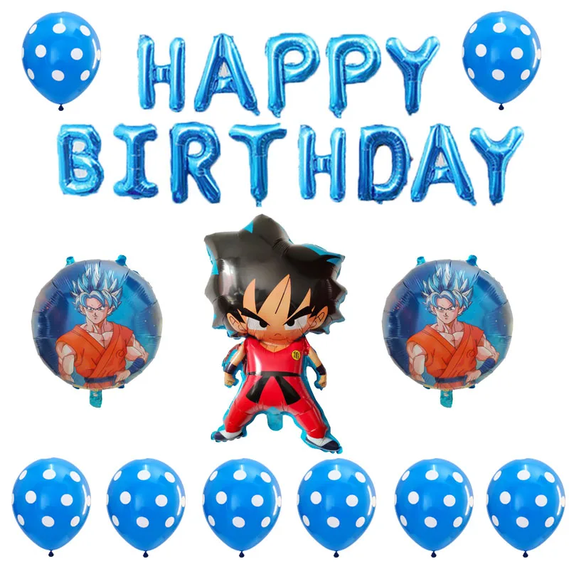 

24pcs/set Cartoon 7 Dragon Ball Goku Wu Kong Foil Balloon Set Happy Birthday Party Decoration boy Kids Toy baby shower supplies