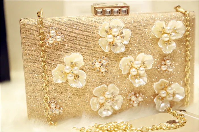 

2018 Wedding Handbags flower women's day clutch handbag chain shoulder bag messenger bag rhinestone evening bag banquet bag