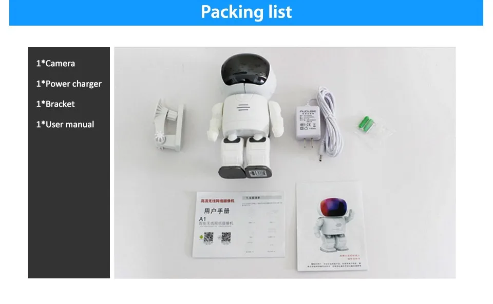  A180 Wireless Robot WIFI Camera IP P2P CCTV Cam Baby Monitor Surveillance HD H.264130MP Lens IR Nig
