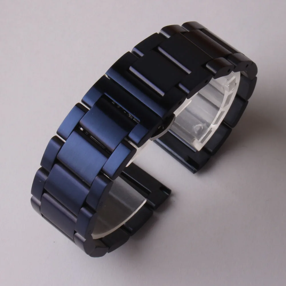 Новое поступление Ремешки для наручных часов браслет полированный матовый аксессуары для часов 20 мм 22 мм для gear S2 S3 S4 мужские модные темно-синие металлические