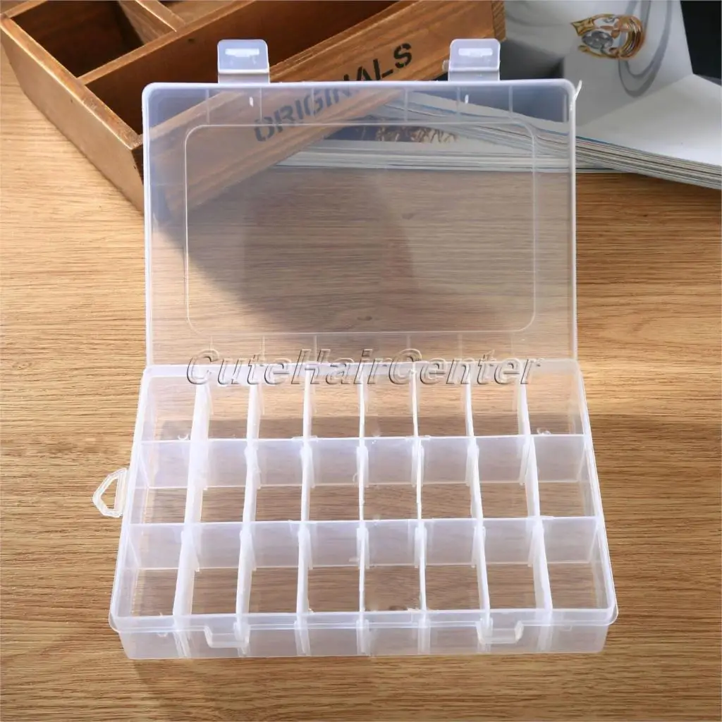 2016 New 24 Grid Adjustable Plastic Jewellery Bead Organizer Storage