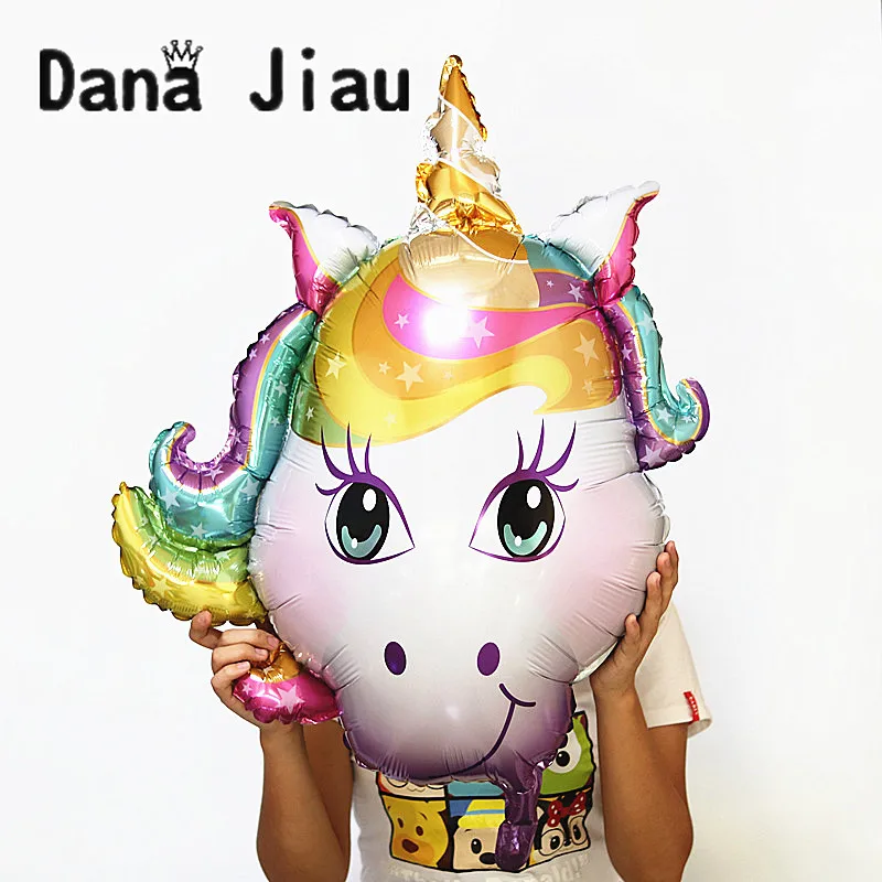 

Dana Jiau 1pc big Unicorn face Aluminum foil Balloon Birthday Party Decorations kids toy Supplies Wedding Baby Shower balloons