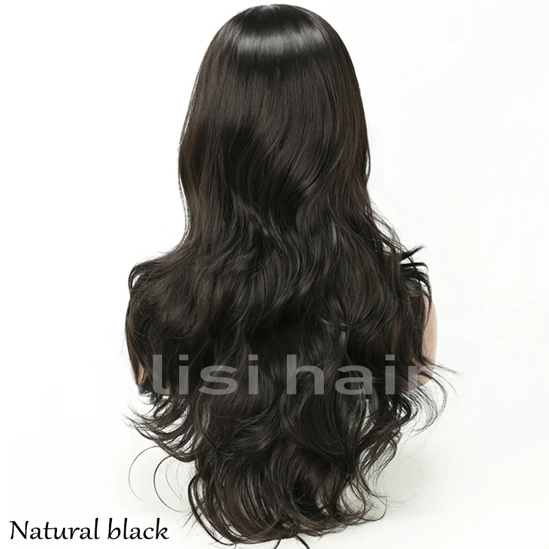Лиси волос 26 дюйм(ов) ов) чистый черный цвет длинные вьющиеся синтетические волосы на кружеве Искусственные парики в Африканском и