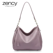 Zency натуральная кожа модная женская сумка через плечо черная сумка-хобо женская сумка-мессенджер через плечо кошелек гарантия качества