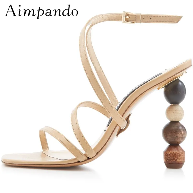

Asymmetrical Building Block Heel Summer Sandalias Mujer Cross Narrow Band Individual Heel Gladiator Sandals Women