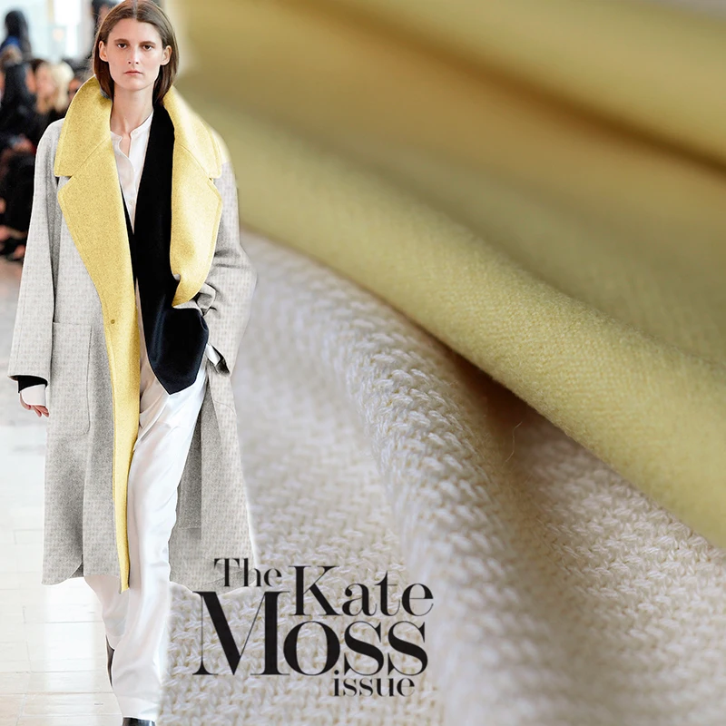 

150cm width 520g/m weight white tweed yellow wollen bonded autumn winter overcoat DIY clothes fabrics