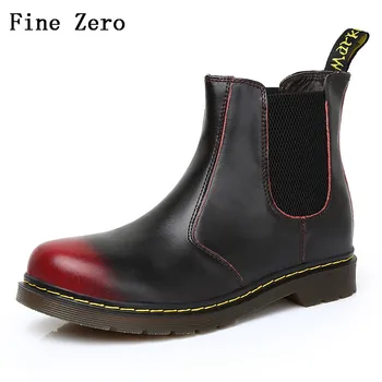 

Fine Zero Spring Autumn Men's Chelsea Boots,British Style Fashion Ankle Boots,Black/Brown/Red Brogues Soft Leather Casual Shoes