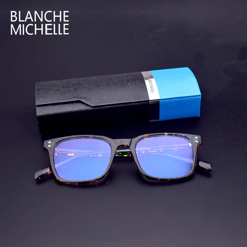Blanche Мишель 2019 квадратных TR90 кадр очки Для женщин мужчин ретро анти синий