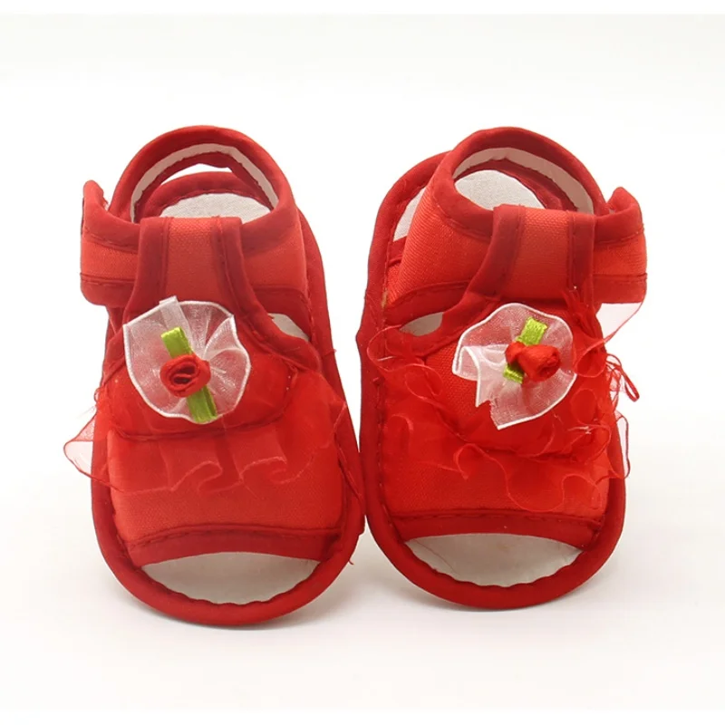 2018New Розовый Белый Красный для маленьких девочек кружевные цветы сандалии хлопок ткань женские сандалии летние ShoesFlowers сандалии G