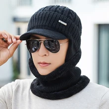 Зимняя шапка, шарф, Skullies Beanies для мужчин, вязаная шапка, женская маска, толстая Балаклава, шапка с ушками, шерстяной берет, мужская шапка, шапка