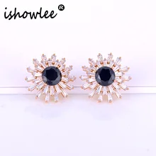 Ishowle модные серьги-гвоздики с цветами и цирконием для женщин корейский минимализм красивые свадебные серьги Роскошные ювелирные изделия esb07