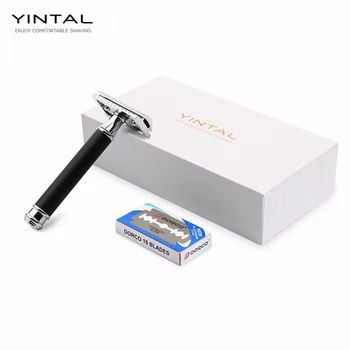 

YINTAL 1 Razor 10 Blades 1 Box Brass Plating Men's Double-sided Manual Razor Set Replaceable Bronze Style Brass Handle Shaving