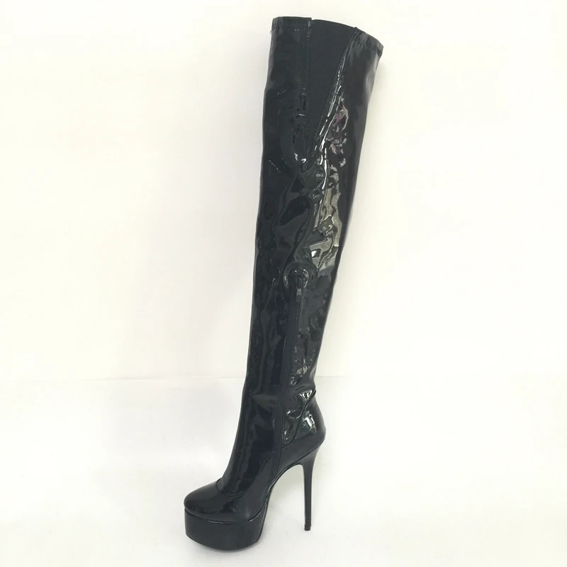 Longue Femmes Plate Color Talons Nouveau Brillant Bottes Rond forme Le Style Noir Chaussures Custom Automne Genou 2017 Haute Sur Bout qvXH0nwY