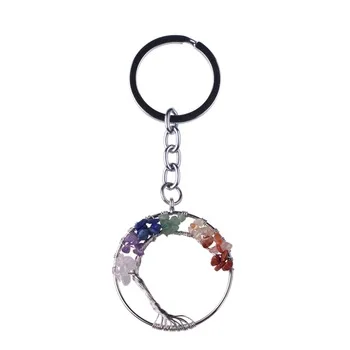 2017 Natural Stone Keychain 7 Chimney Car Keychain Yoga Treatment Yu Life Tree Men Women