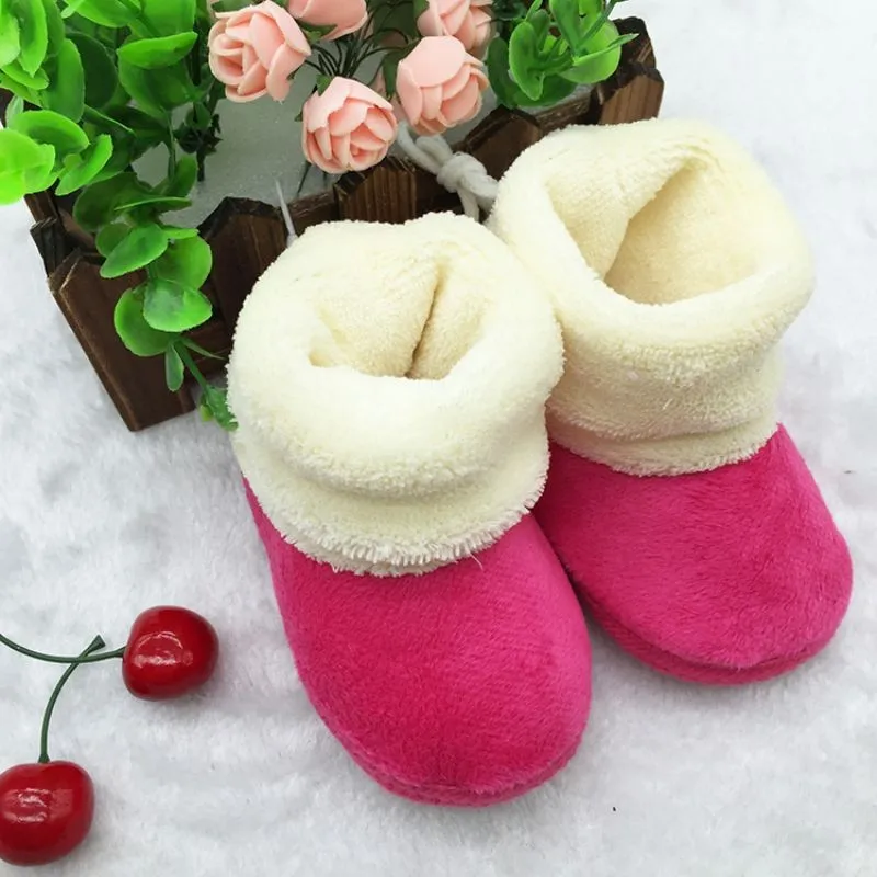 Зимние теплые ботинки из флока для новорожденных мальчиков и девочек; обувь для маленьких мальчиков и девочек; ботинки для первых шагов с мягкой подошвой