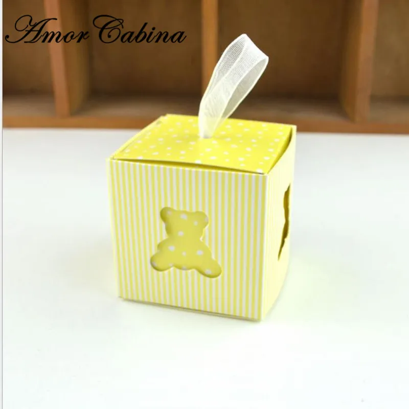 Новые креативные вечерние подарки на день рождения небесно-голубой/желтый/розовый медведь конфеты детский душ анонс рождения сувениры подарок коробка - Цвет: C