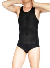 Cockcon Men networkl transparent shaping bodysuit leotard bra abdomen waist 1530 Shapers underwear men