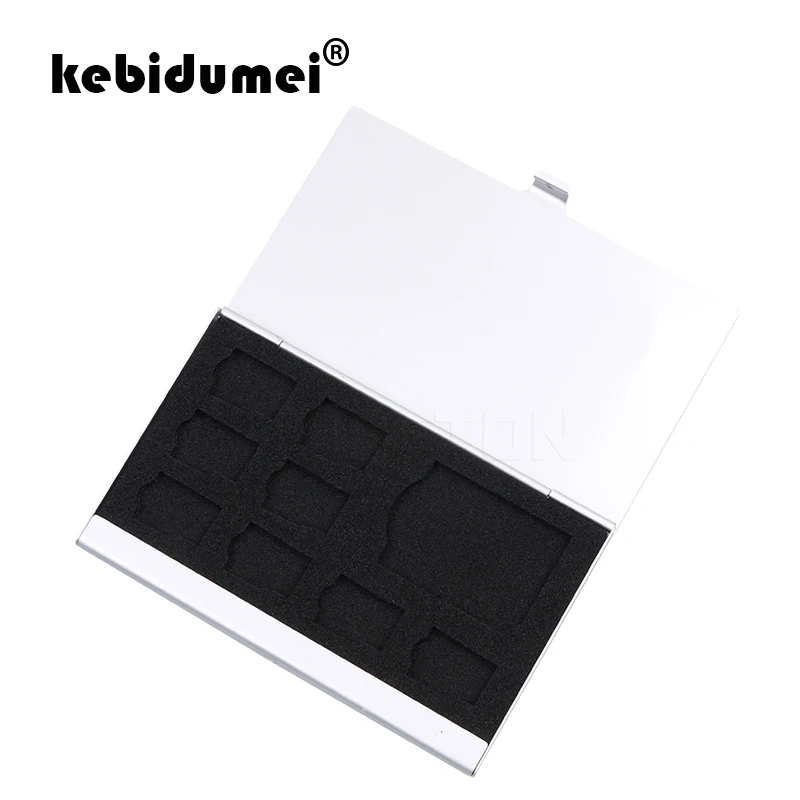 

kebidumei 9 in 1 Portable Aluminum Case For TF SD SDHC TF MS Memory Card Storage Case Box Bag for Micro SD Card Memory card