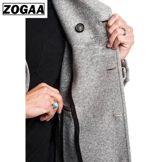 ZOGAA 2021 Mens Trench Coat Jacket Autumn Mens Overcoats Casual Solid Color Woolen Trench Coat for Men Clothing long coat men 4