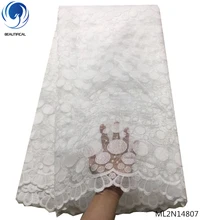 BEAUTIFICAL white lace materials african materials dress lace fabric embroidery lace fabric for garment sales 5 yards  ML2N148