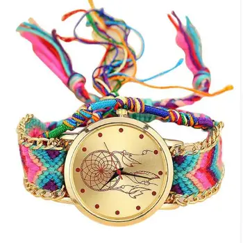 

Dropshipping Handmade Braided Dreamcatcher Friendship Bracelet Watch Ladies Rope Watch Quarzt Watches Relogio Feminino 2019