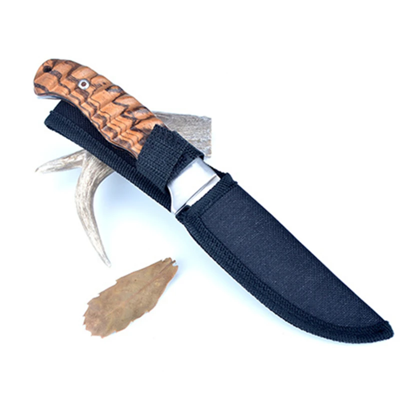 Прямой нож с деревянной ручкой высокой твердости для выживания в пустыне, небольшой прямой нож для скалолазания и кемпинга